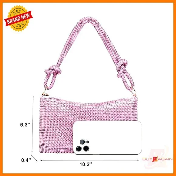 Small Rhinestone Evening Clutch Bag with Shoulder Strap for Formal Events - Picture 6 of 7